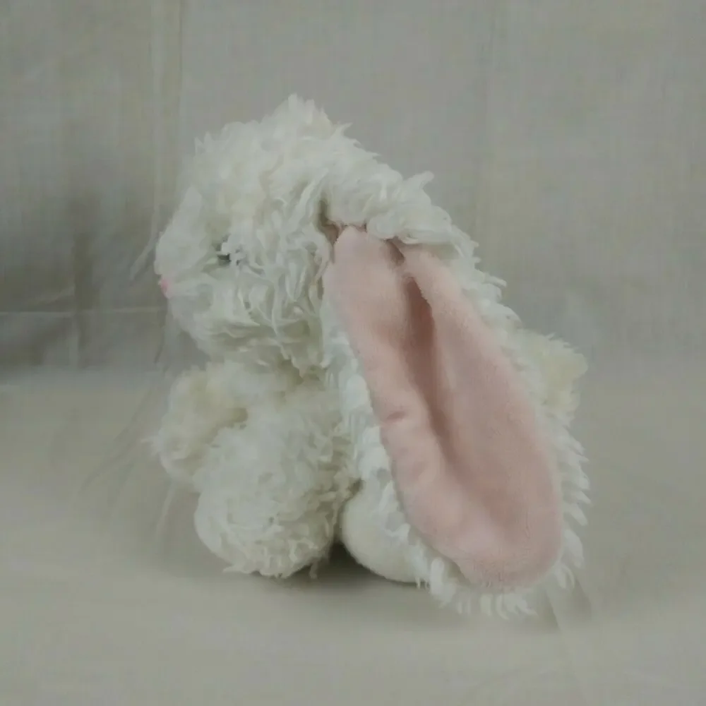 AURORA White Bunny RABBIT Pink Bow Ears 10” Plush Stuffed - Scruffy